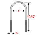 Round Zinc U-Bolts w/ Hardware Kit 1/2" x 3" x 10 3/4" Long - The Suspension Specialists