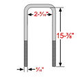U-Bolts 15 3/8" Long 9/16" Dia for Lift Kits fits 2.5" Wide Leaf Springs - The Suspension Specialists