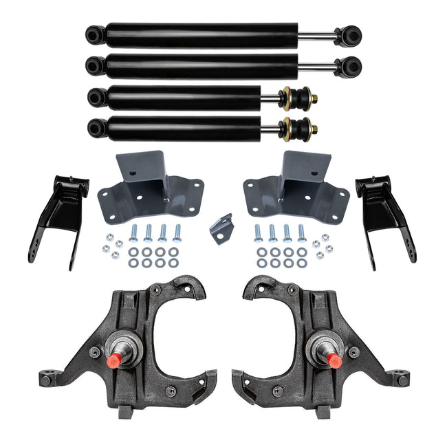 2"/4" Drop Lowering Kit w Spindles For 1992-1998 Chevy Silverado GMC Sierra 2WD