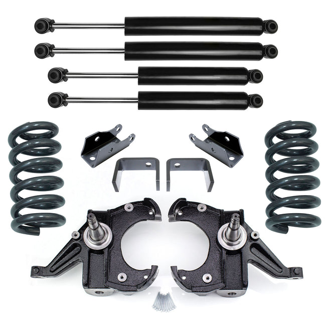 5" Front 5" Rear Drop Lowering Kit w/ Shocks For 1973-1987 Chevy C10 w/ 1" Rotor