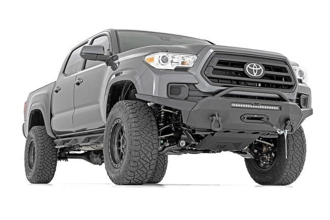 Rough Country Front Bumper | Hybrid | 20" Blk LED | 12000-Lb Winch Syn | Toyota Tacoma (16-23)