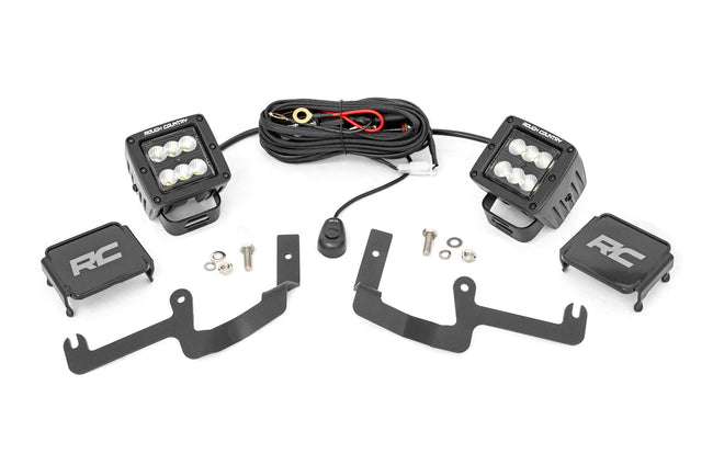 LED Light Kit | Ditch Mount | 2" Black Pair | Flood | Chevy Silverado 1500 (19-26)