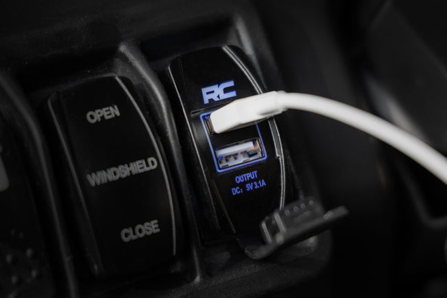 Rough Country USB Switch Insert | 2x1 with Logo | Blue Back Light - The Suspension Specialists
