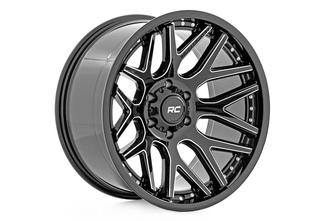 Rough Country 95 Series Wheel | Machined One-Piece | Gloss Black | 20x10 | 6x5.5 | -25mm - The Suspension Specialists