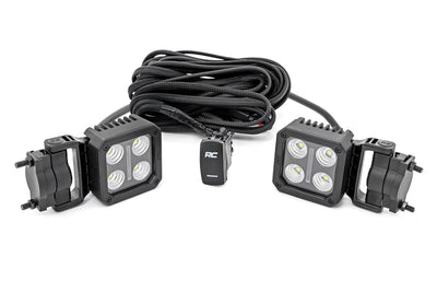 Black Series LED Light Pair | 2 Inch | Flood | Swivel Mount - The Suspension Specialists