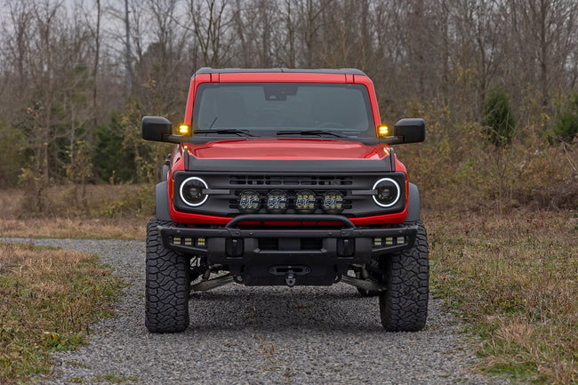 Rough Country 2 Inch LED Light Pods | Spot Beam | Amber Lens | Square - The Suspension Specialists