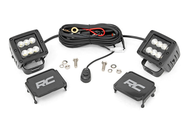Rough Country 2 Inch Black Series LED Light Pods  | Pair | Flood - The Suspension Specialists