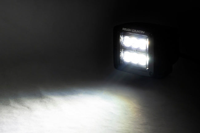 Rough Country 2 Inch Black Series LED Light Pods  | Pair | Flood - The Suspension Specialists