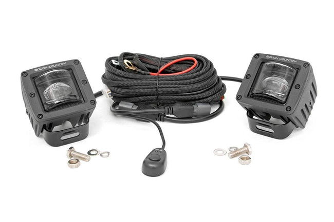 Rough Country 2 Inch Black Series LED Light Pods | SAE Fog | Pair - The Suspension Specialists