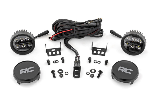 Rough Country Black Series Round LED Light Pair | 3.5 Inch | Amber DRL - The Suspension Specialists
