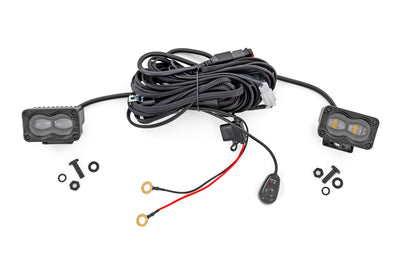 3x1.75 Inch Black Series | Yellow | LED Slim Aux | SAE Fog | Pair - The Suspension Specialists