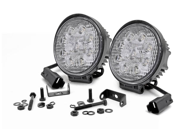 Rough Country 4 Inch Chrome Series LED Light | Round | Pair - The Suspension Specialists