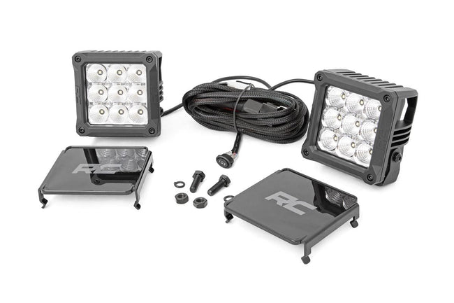 4 Inch Chrome Series LED Light Pods | Square | White DRL | Pair - The Suspension Specialists