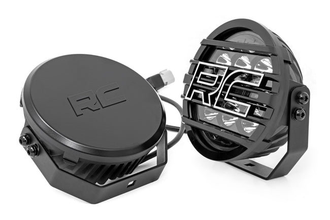 Rough Country Black Series Halo LED Light Pair | White/Amber DRL | 6.5 Inch | Round - The Suspension Specialists