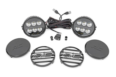 Rough Country Black Series Halo LED Light Pair | White/Amber DRL | 6.5 Inch | Round - The Suspension Specialists