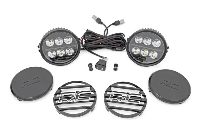 Rough Country Black Series Halo LED Light Pair | White/Amber DRL | 6.5 Inch | Round - The Suspension Specialists