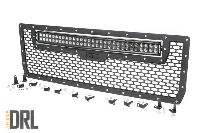 Mesh Grille | 30" Dual Row LED | Black | Amber DRL | GMC Sierra 1500 (14-15) - The Suspension Specialists