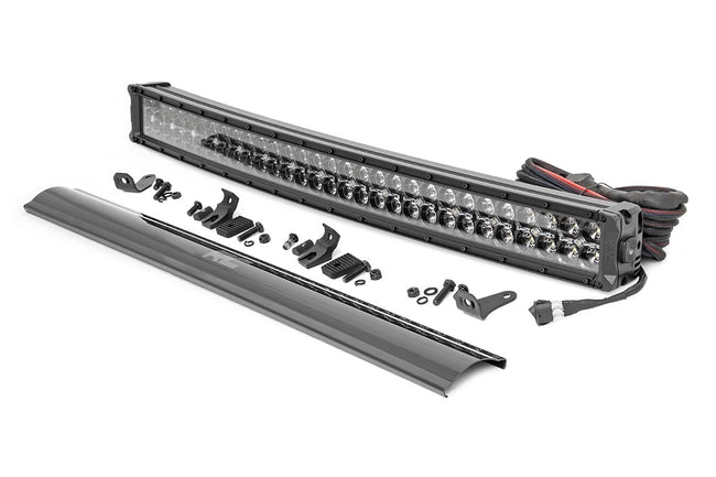 Rough Country 30 Inch Black Series LED Light Bar | Curved | Dual Row | Cool White DRL - The Suspension Specialists