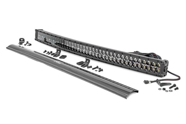 Rough Country 40 Inch Black Series LED Light Bar | Curved | Dual Row | Cool White DRL - The Suspension Specialists