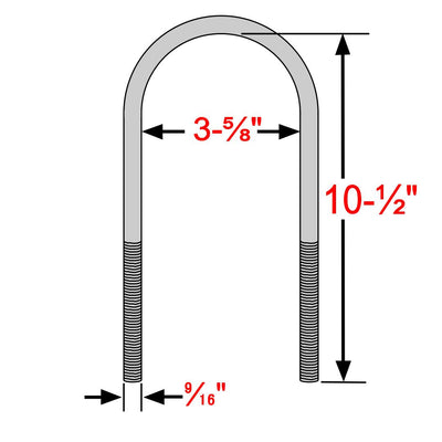 4 ea Round Zinc Coated U Bolts for 3.5" Axle 10.5" Long 9/16" diameter - The Suspension Specialists