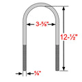Set of 4 Round U-Bolts w/ Hardware 5/8" x 3 5/8" x 12 1/2" Long
