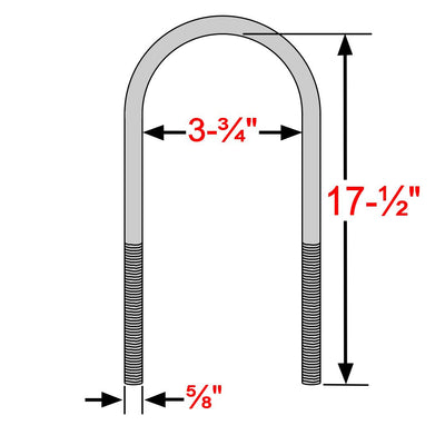 Round U-Bolts 5/8" x 3 3/4 x 17 1/2" - The Suspension Specialists