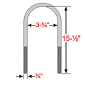 Round U-Bolts 5/8" x 3 5/8 x 15 1/2" Long