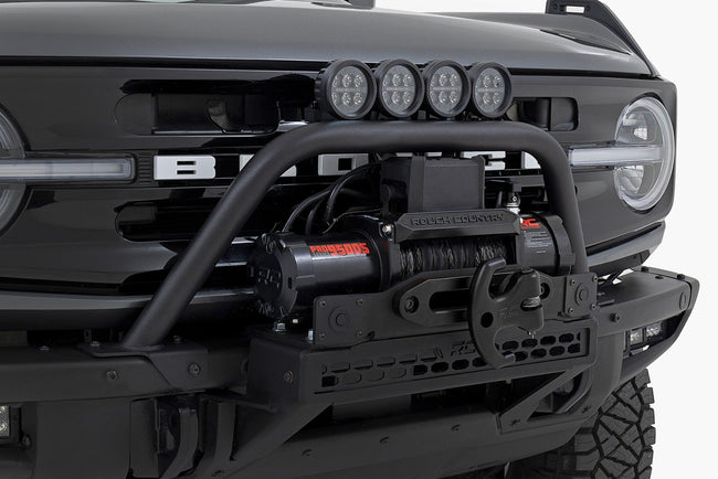 Safari Bar | 3.5" Round LED (Quad) | Black | Amber DRL | OE Modular Steel | Ford Bronco (21-25) - The Suspension Specialists