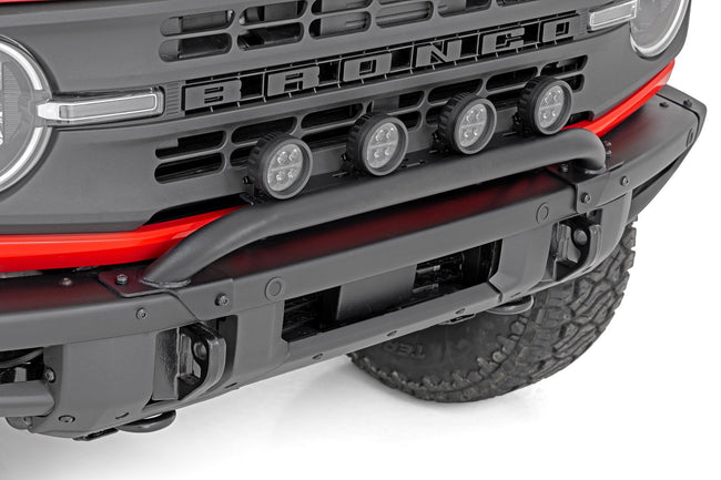 Light Bar Mount | 3.5" Round LED (Quad) | Black | Amber DRL | OE Modular Steel | Ford Bronco (21-24) - The Suspension Specialists