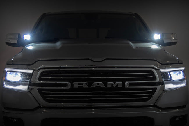 LED Light Kit | Ditch Mount | 2" Black Pair | Flood | Ram 1500 2WD/4WD (19-26) - The Suspension Specialists