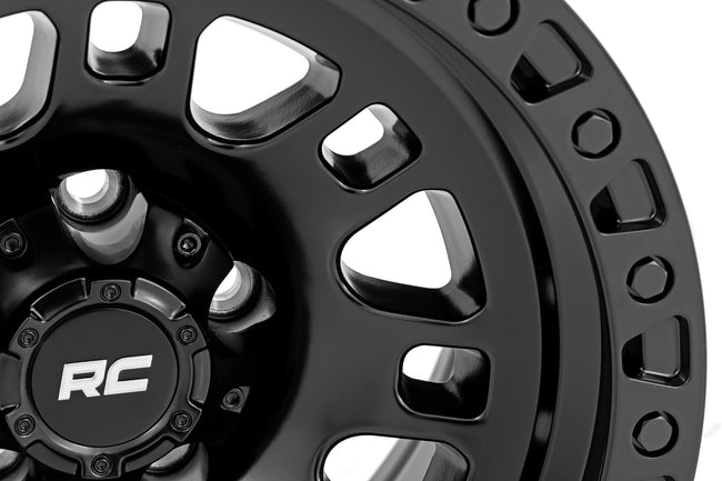 Rough Country 82 Series Wheel | One-Piece | Semi Gloss Black | 17x9 | 6x5.5 | -12mm - The Suspension Specialists