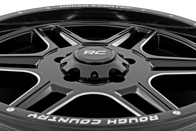 Rough Country 92 Series Wheel | Machined One-Piece | Gloss Black | 18x9 | 5x5.5 | +0mm - The Suspension Specialists