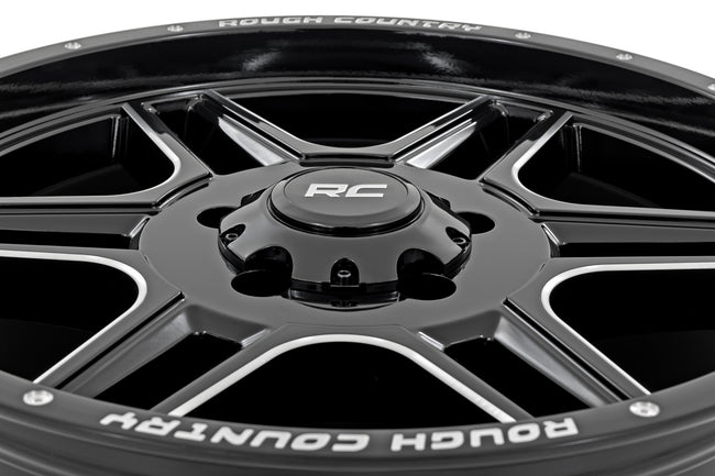 Rough Country Rough Country 92 Series Wheel | Machined One-Piece | Gloss Black | 18x9 | 6x5.5 | +0mm - The Suspension Specialists