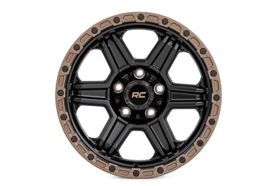 Rough Country Rough Country 79 Series Wheel | One-Piece | Semi Gloss Black w/Bronze Ring | 18x9 | 5x5 | -12mm - The Suspension Specialists