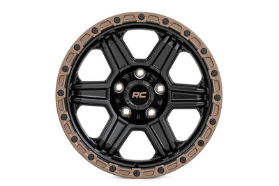 Rough Country 79 Series Wheel | One-Piece | Semi Gloss Black w/Bronze Ring | 18x9 | 6x135 | -12mm - The Suspension Specialists