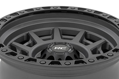Rough Country 85 Series Wheel | Simulated Beadlock | Gunmetal Gray/Black | 17x9 | 5x5 | -12mm - The Suspension Specialists