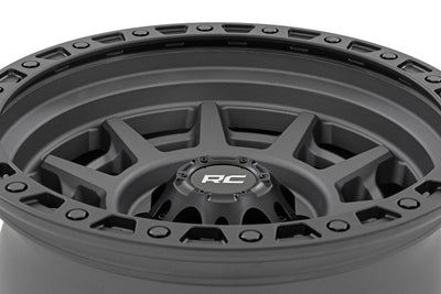 Rough Country 85 Series Wheel | Simulated Beadlock | Gunmetal Gray/Black | 17x9 | 6x5.5 | -12mm - The Suspension Specialists
