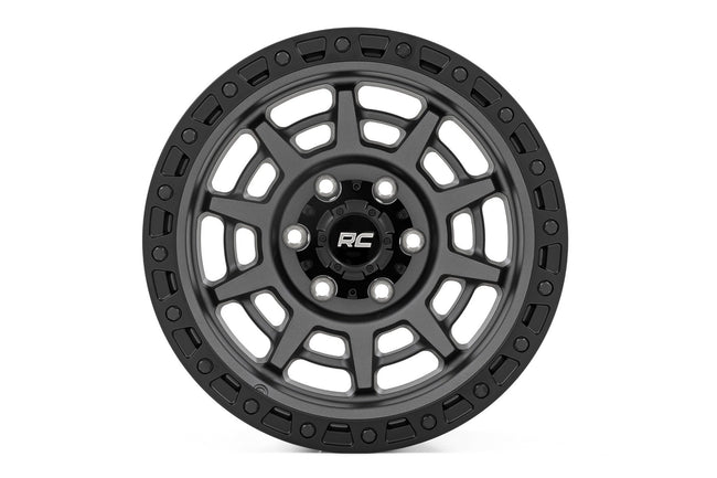 Rough Country 85 Series Wheel | Simulated Beadlock | Gunmetal Gray/Black | 17x9 | 6x5.5 | -12mm - The Suspension Specialists