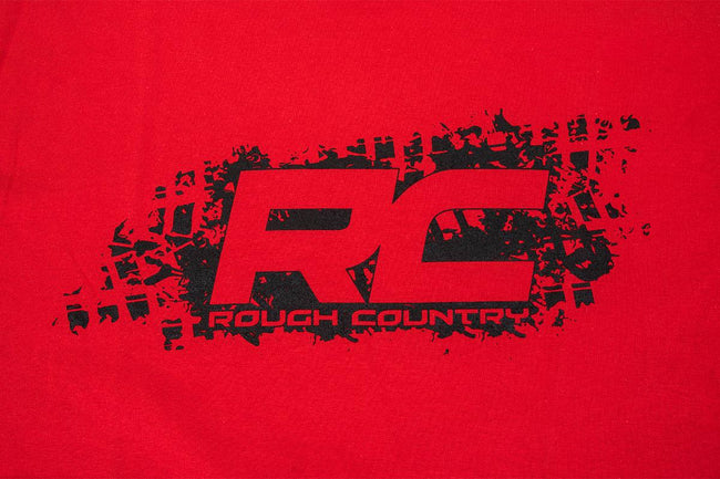 Rough Country T-Shirt | Rough Country Tread | Red | Size SM - The Suspension Specialists