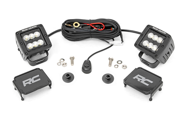 LED Light Kit | Ditch Mount | 2" Black Pair | Flood Pattern | Ford Bronco (21-25) - The Suspension Specialists