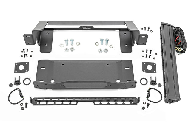 High Winch Mount | All Models | 20 Inch Black Single Row LED | DRL | Ford Bronco (21-25) - The Suspension Specialists