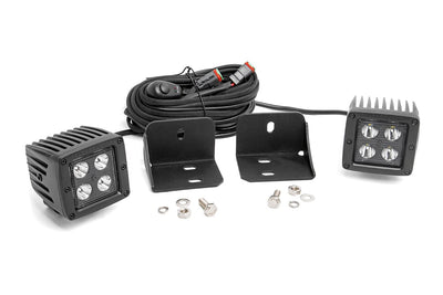 LED Light | Cab Mount | 2" Black Pair | Flood | Can-Am Defender HD 5/HD 8/HD 9/HD 10 - The Suspension Specialists