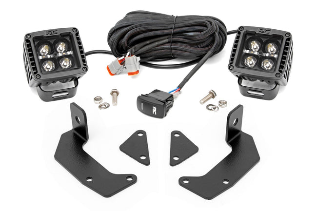 LED Light Kit | Cage Mount | 2" Black Pair | White DRL | CFMOTO UFORCE 1000 - The Suspension Specialists
