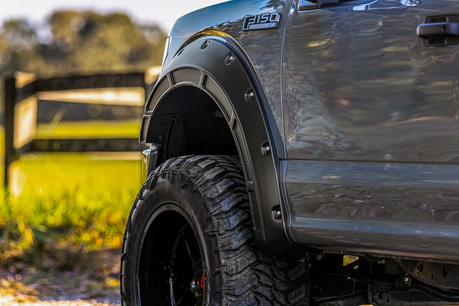 Rough Country Fender Flares | Defender | JS Iconic Silver | Ford F-150 2WD/4WD (2015-2020)