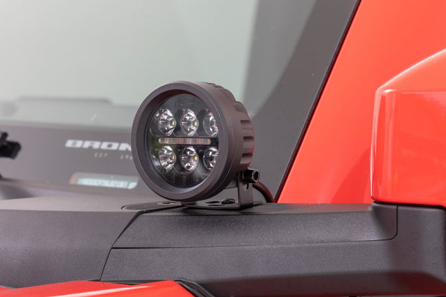 Rough Country Black Series Round LED Light Pair | 3.5 Inch | Amber DRL - The Suspension Specialists