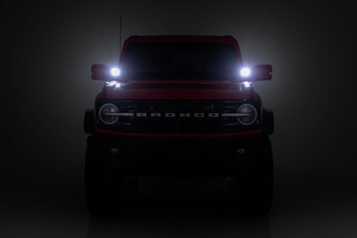 LED Light Kit | Ditch Mount | 3.5" Black Round Pair | Amber DRL | Ford Bronco (21-25) - The Suspension Specialists