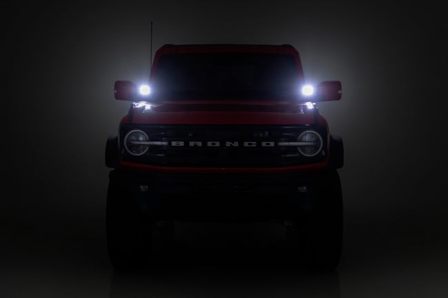 LED Light Kit | Ditch Mount | 3.5" Black Round Pair | Amber DRL | Ford Bronco (21-25) - The Suspension Specialists