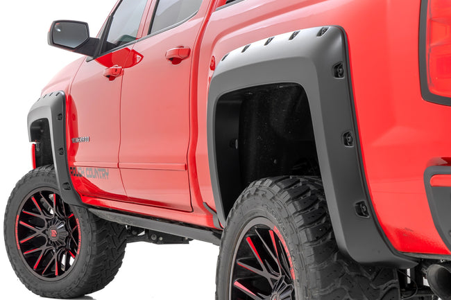 Rough Country Pocket Fender Flares | 5'9" Bed | GJI Shadow Gray | Chevy Silverado 1500 (14-18 & Classic)