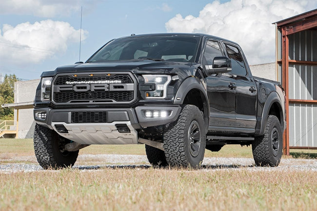 LED Light Kit | Fog Mount | Triple 2" Black Pair | White DRL | Ford Raptor (17-20) - The Suspension Specialists