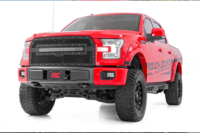 Mesh Grille | 30" Dual Row LED | Black | Amber DRL | Ford F-150 (15-17) - The Suspension Specialists